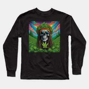 Rasta Skulls - Stoner Reggae Island Vibes 1 Long Sleeve T-Shirt